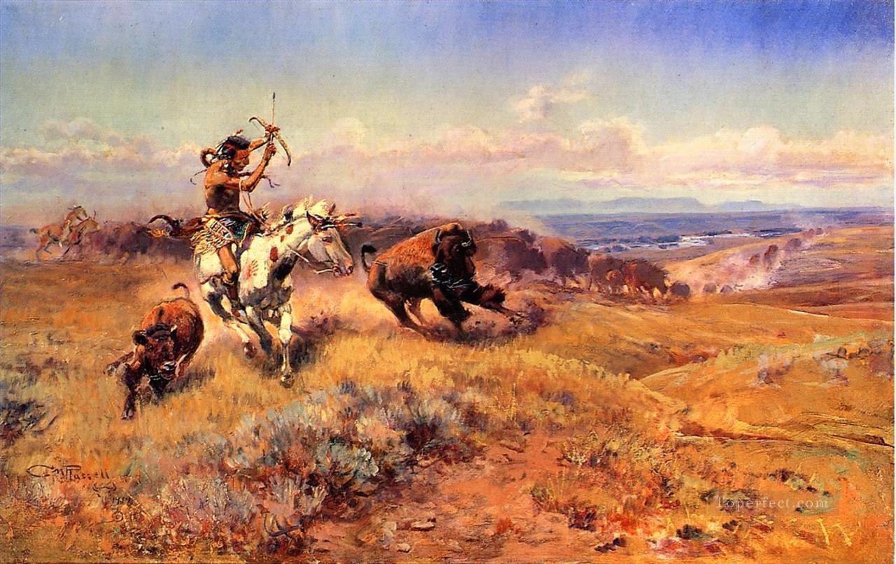 Cheval du Chasseur aka Les Indiens de la viande fraîche de l’Ouest Charles Marion Russell Peintures à l'huile